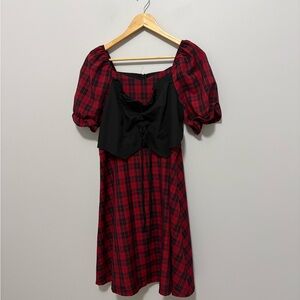 Grunge Corset Plaid Red and Black Dress